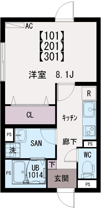 イクシオ島根 101号室 間取り