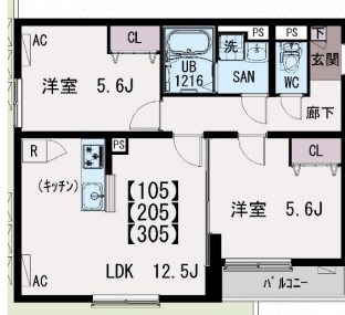 イクシオ中葛西 305号室 間取り