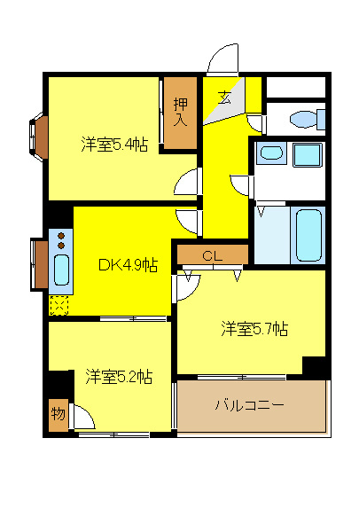 モンコリーヌ山邦 401号室 間取り