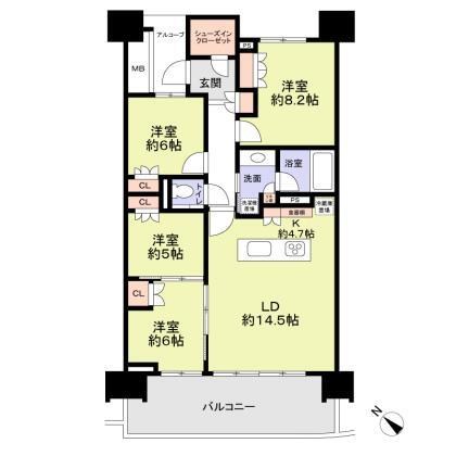 ＨＡＲＵＭＩＦＬＡＧ　ＳＵＮ　ＶＩＬＬＡＧＥ　Ａ棟 間取り