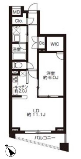 プライムアーバン日本橋大伝馬町 803号室 間取り
