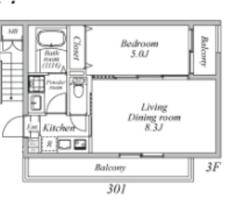 プラスドア北千住 301号室 間取り