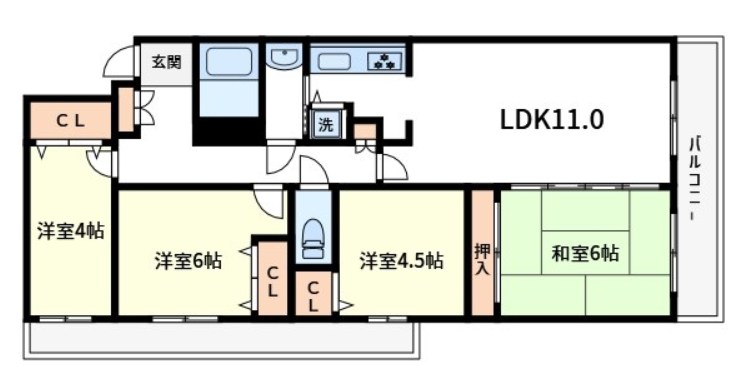 潮ハイツ 408号室 間取り