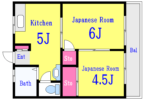 三ツ矢荘 207号室 間取り