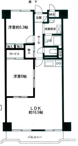 西葛西ハイツB 間取り図