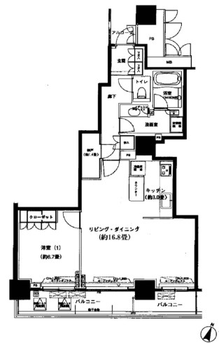 パークタワー東京クラルテステーションフロント 間取り図