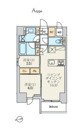 クレストコート北千住レジデンス  401号室 間取り