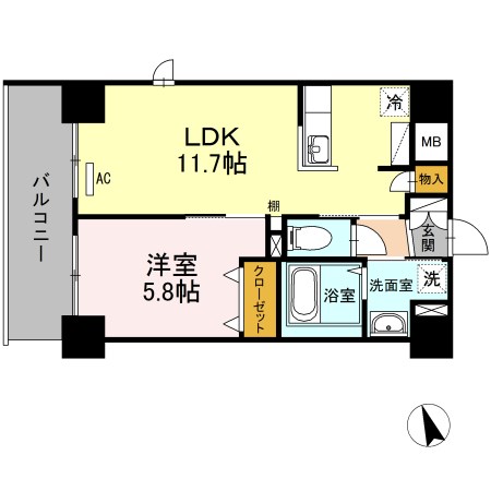 ブリスキューブ 501号室 間取り