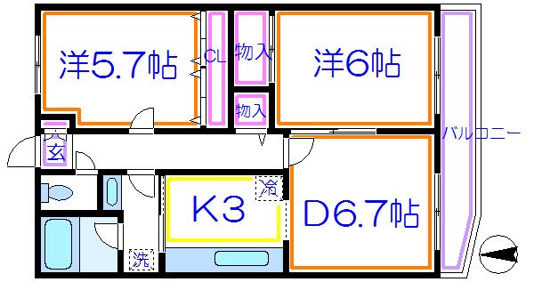 メゾンドボヌール梅島 203号室 間取り