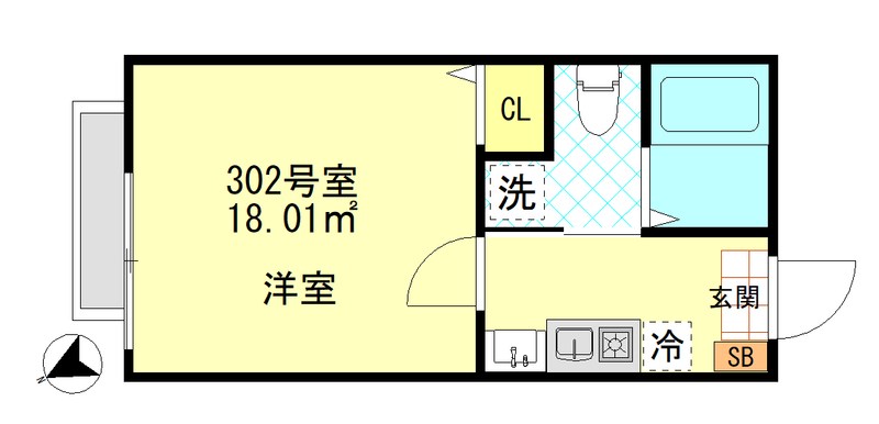 ボンボニエール一之江 302号室 間取り