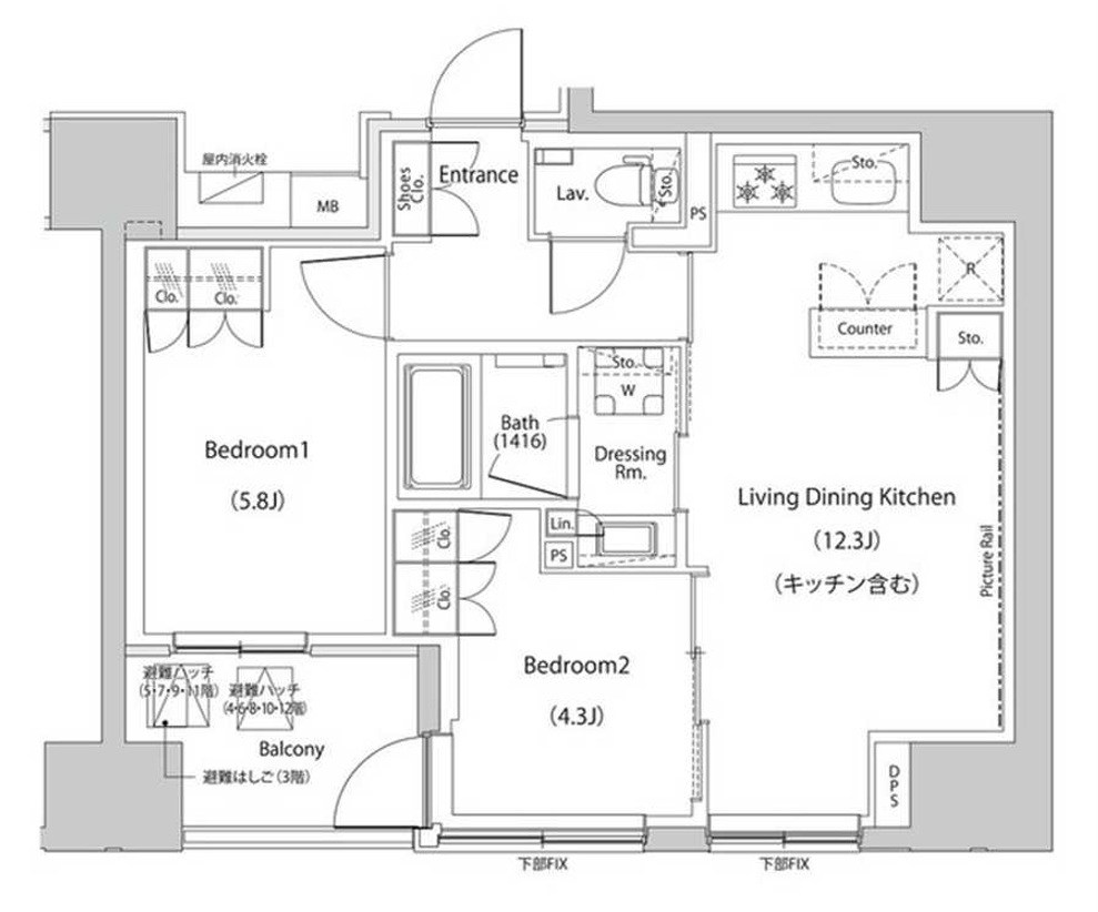 ザ・パークハビオ人形町レジデンス 間取り