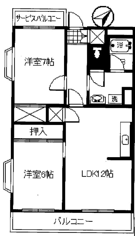 第２仲町マンション 301号室 間取り