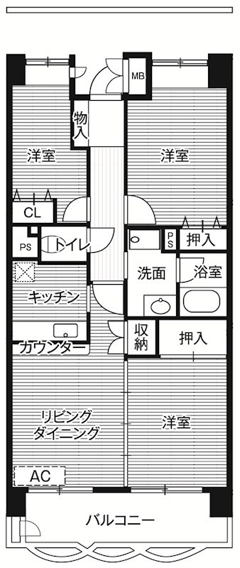 ビレッジハウス潮見タワー１号棟   間取り