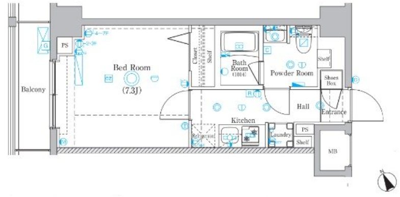 AZEST千住大橋 303号室 間取り