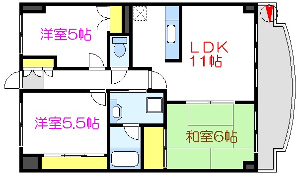 グロリア壱番館 303号室 間取り