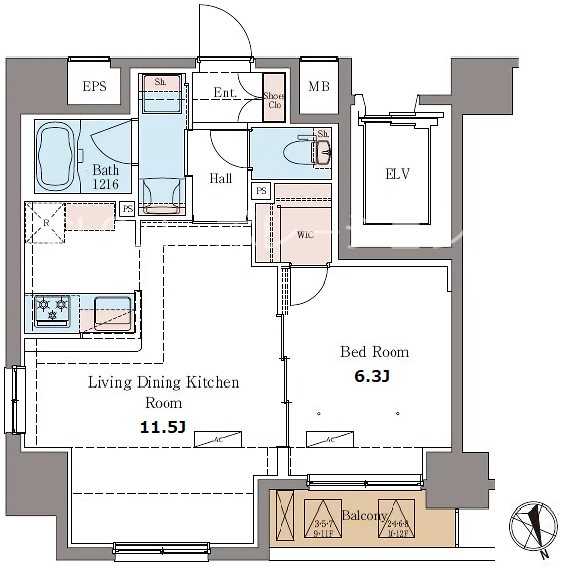 ラグゼナ北千住 1104号室 間取り