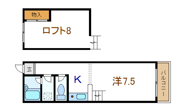 月光荘　2号館 115号室 間取り