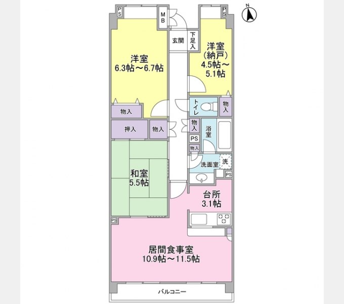 デュエット北千住クレア 間取り