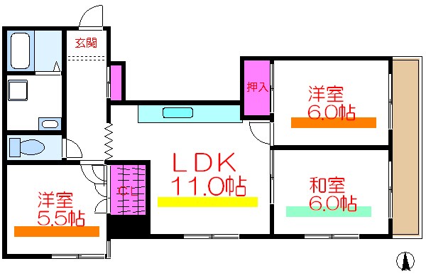 蔵前双葉ハイツ 302号室 間取り
