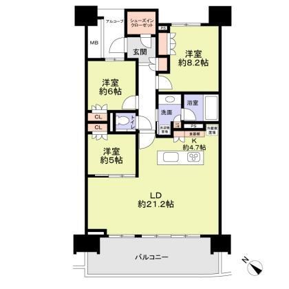 ＨＡＲＵＭＩＦＬＡＧ　ＳＵＮ　ＶＩＬＬＡＧＥ　Ａ棟 間取り