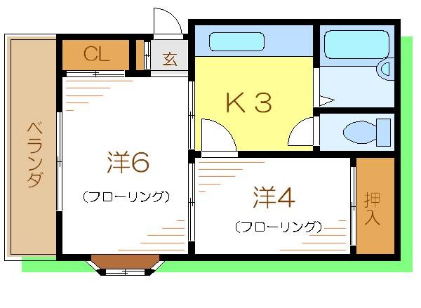 ハイム岡野 202号室 間取り