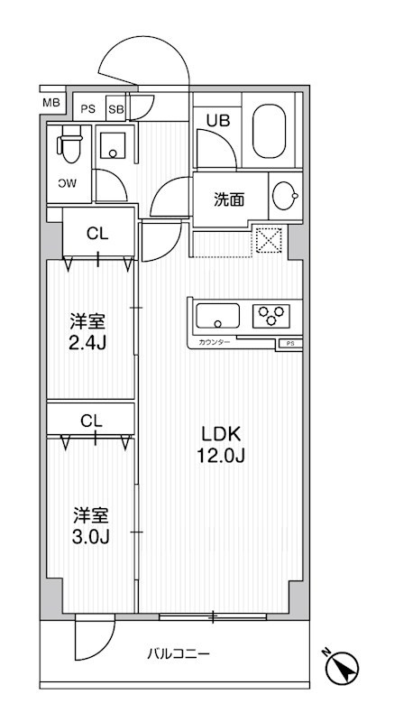 ドゥーエ曳舟 107号室 間取り