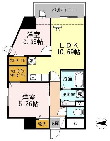 パーク　リヴィエール 201号室 間取り