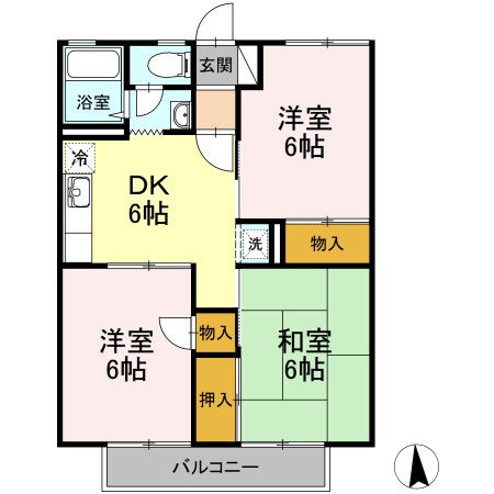 セジュール華仙 106号室 間取り