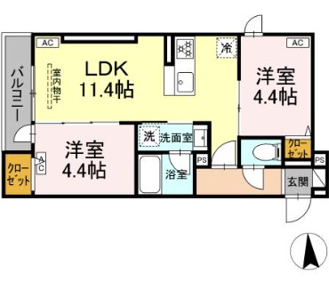 セレスティア荒川N 202号室 間取り