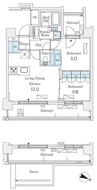 シーズンフラッツ町屋 間取り図