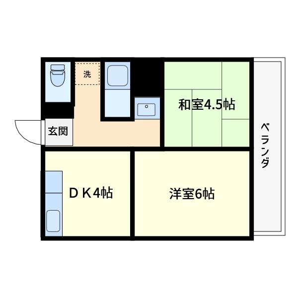 コーポスズキ 201号室 間取り