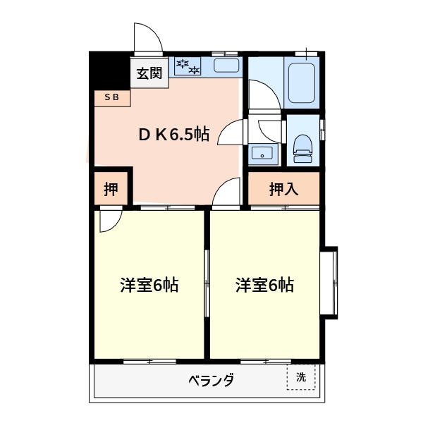 西保木間ハイツ 201号室 間取り