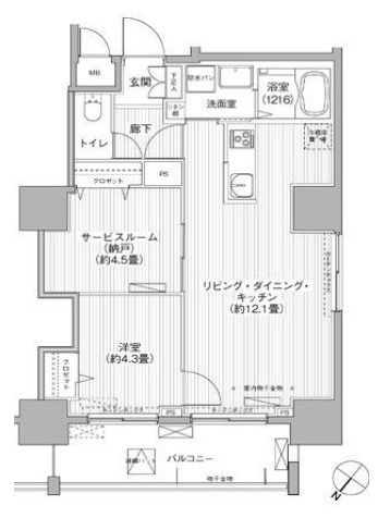 グランデュール富士 801号室 間取り