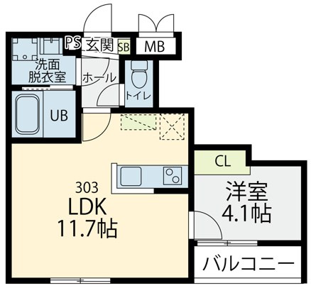 プラフィド  303号室 間取り
