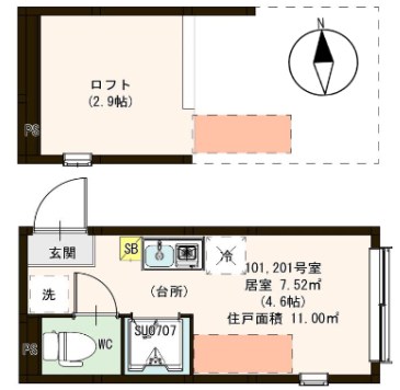 エスタディオ北千住 201号室 間取り