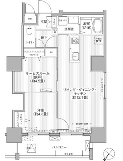 グランデュール富士  701号室 間取り