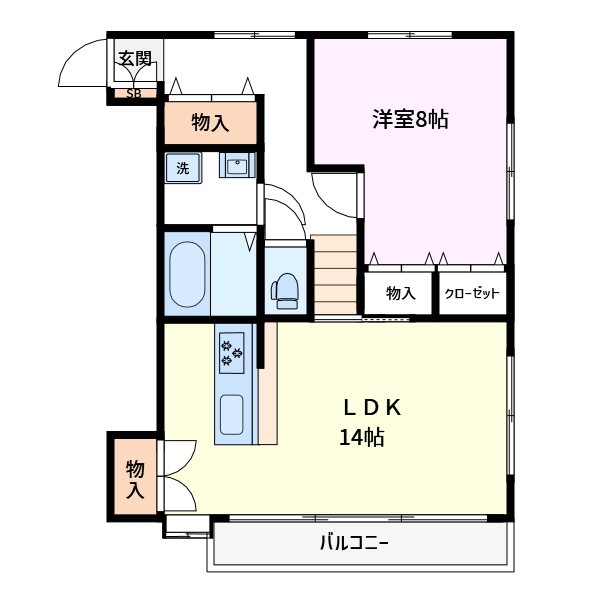サザンウィンド 202号室 間取り