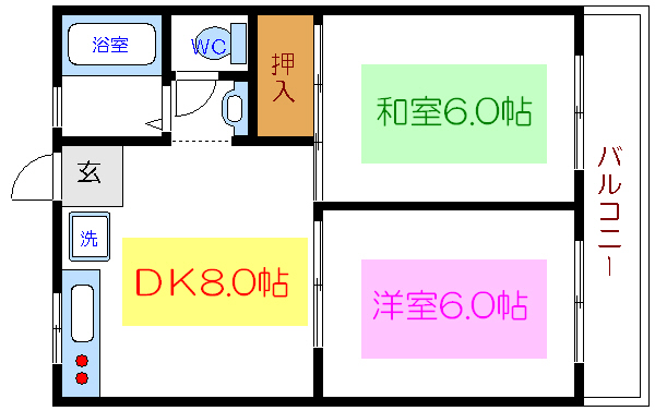 第２立花パークハイツ  303号室 間取り