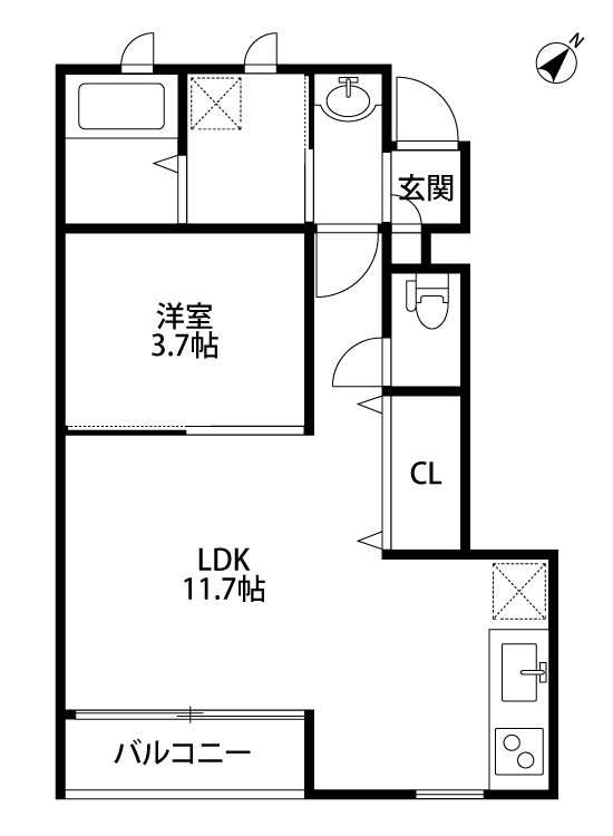 アンソレイユ 102号室 間取り