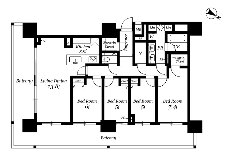 ロイヤルパークスER万代 911号室 間取り