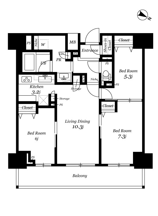 ロイヤルパークスER万代 1714号室 間取り