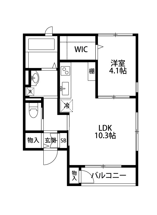 Ｃｏｍｍｏｎ早苗Ａ棟 101号室 間取り