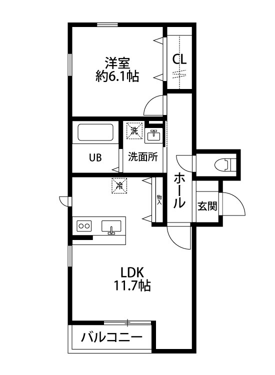 ベレーザ弁天橋 102号室 間取り