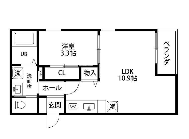 ベレーザ弁天橋 103号室 間取り