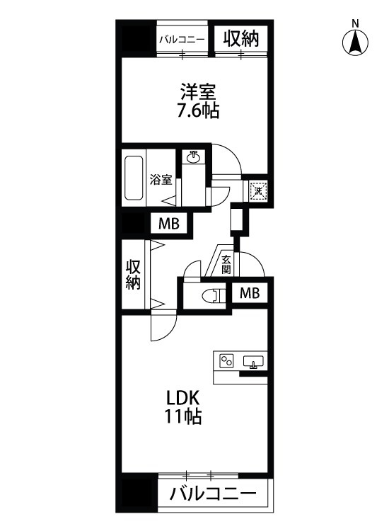 グランティ新潟 806号室 間取り