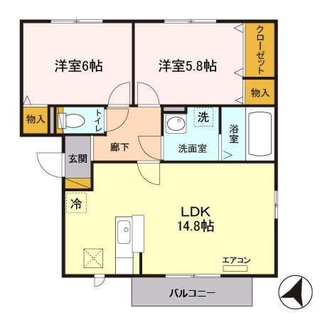 ジュピター　A 102号室 間取り