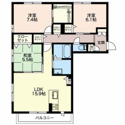 マストタウン神道寺 B301号室 間取り