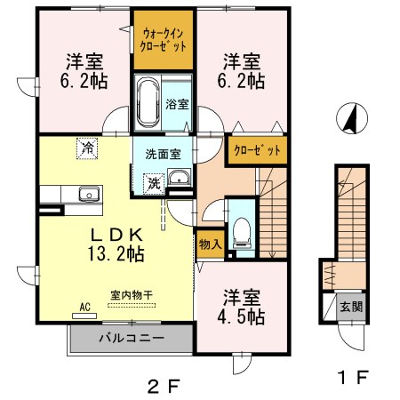 クローバーハウスC 201号室 間取り