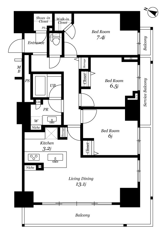 ロイヤルパークスER万代 間取り図