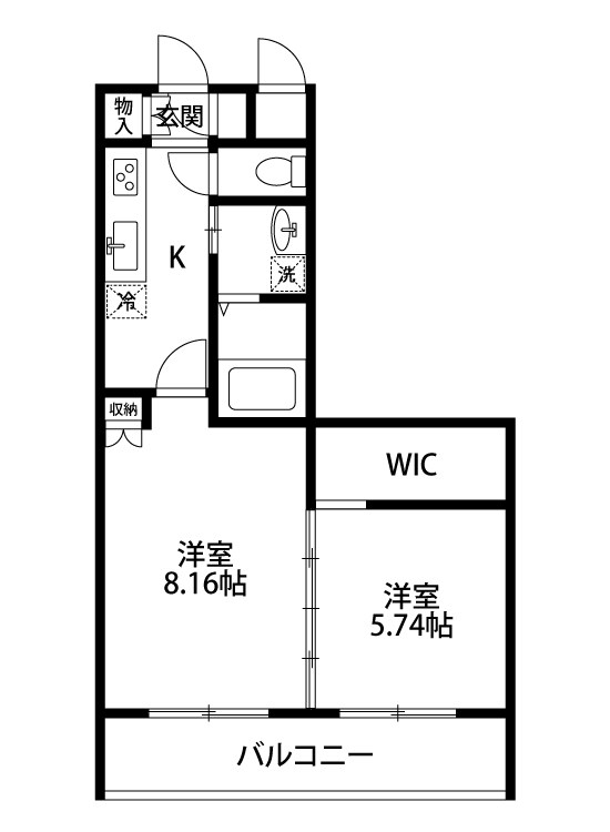 ファーストクラス空港西 208号室 間取り